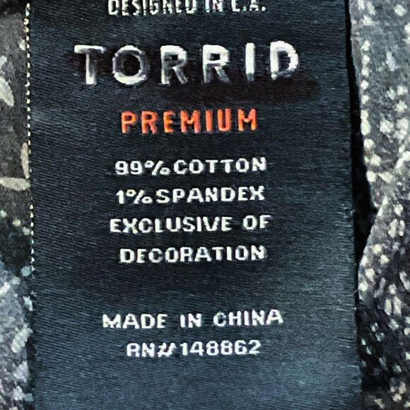 Torrid Womens Jeans plus size 26 Black Wash Embroidered Stretch Straight x31"ins - Picture 6 of 11